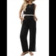 thumbnail image 3 of Conjunto de Dos Piezas de Verano para Mujer, Sin Mangas, con Tirantes Finos, Espalda Abotonada y Pantalones Anchos de . Negro XL, 3 of 10