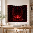 thumbnail image 5 of Ornate Lantern Beneath a Red Crescent Moon and Carved Pumpkins, Eerie Gothic for Halloween Fans, Lantern Moon Art, Halloween Gift, Tapestry Wall Hanging for Bedroom and Den, 5 of 7