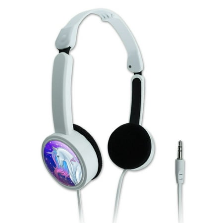 Majestic Unicorn Pink Purple Blue Novelty Travel Portable On-Ear Foldable (The Best Travel Headphones)