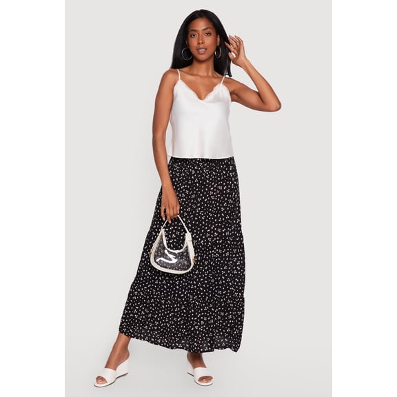 Women's Ditsy Floral High Waisted Tiered Maxi Skirt