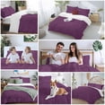 thumbnail image 5 of 3 Piece Purple Burlap Texture Duvet Cover Set Queen Size, Microfiber Comforter/Quilt Cover with Corner Ties and 2 Pillowcases, Farmhouse Vintage Purple All Season Soft Bedding with Zipper Closure, 5 of 8