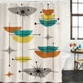 thumbnail image 2 of Boho Teal Yellow Orange Grey Shower Curtain, Waterproof Shower Curtains for Bathroom, Middle Century Geometric Washable Fabric Bathtub Curtain Set Bath Decor with 12 Hooks Long 72"x84", 2 of 8