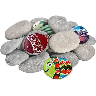 12 Extra-Large Rocks for Painting – Multi-Colored Craft Rock Painting Stones, 3.5” - 4.5” inch Smooth and Flat, Non-Porous Painting Rocks, 100%