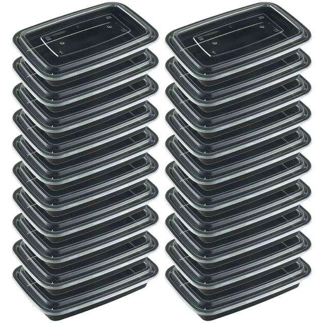 Ensemble de Contenants pour Préparation de Repas, Lot de 20 avec Couvercles, Grands et Épais, Compatibles Micro-Ondes, Réutilisables, Boîtes de Rangement pour Aliments pour Congélateur et Lave-Vaisselle