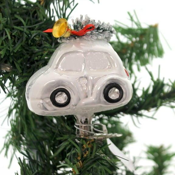 Inge Glas HOLIDAY PICK-UP VEHICLE WHITE Glass Bell Christmas Tree 10078S017