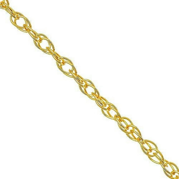 JewelStop 14k Solid Yellow Gold Diamond-Cut Carded Lite 0.6mm Cable Rope Chain Necklace, Spring Ring - 16