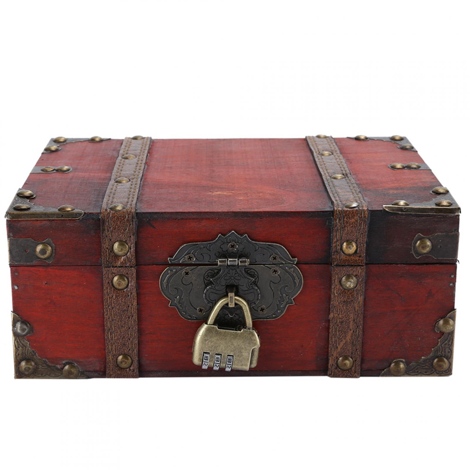 TOPINCN Wooden Box, Vintage Suitcase Lockable Box Vintage Wooden