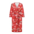 thumbnail image 3 of Yuyamidu Colorful Light Robe for Women Snowflake Long Sleeve Gowns Sleepwear Size L Christmas Robes for Spa Womens Pajamas Red V-Neck Bathrobe for Sleeping, 3 of 7