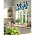 thumbnail image 3 of Blue Khaki Valances for Windows Nordic Retro Medieval Geometric Abstract Valance Rod Pocket Light Filtering Short Window Treatments Curtains for Kitchen Bathroom Living Room Bedroom, 60 x 18 Inch, 3 of 7