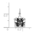 thumbnail image 3 of Auriga Fine Jewelry 925 Sterling Silver Rhodium-plated Antiqued Castle Pendant for Women (L- 12.9mm), 3 of 6