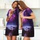 thumbnail image 4 of Balery Purple Moon Tree Night Sky Camisón de manga corta con cuello redondo para mujer, cómodo y elegante., 4 of 6