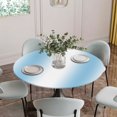 thumbnail image 5 of Sky Blue White Round Tablecloth for 55-60 Inch Tables,Fitted Table Cover with Elastic Edge,Gradient Vertical Stripes Minimalist Waterproof Outdoor Table Cloth Protector for Patio Garden Dinner Picnic, 5 of 9