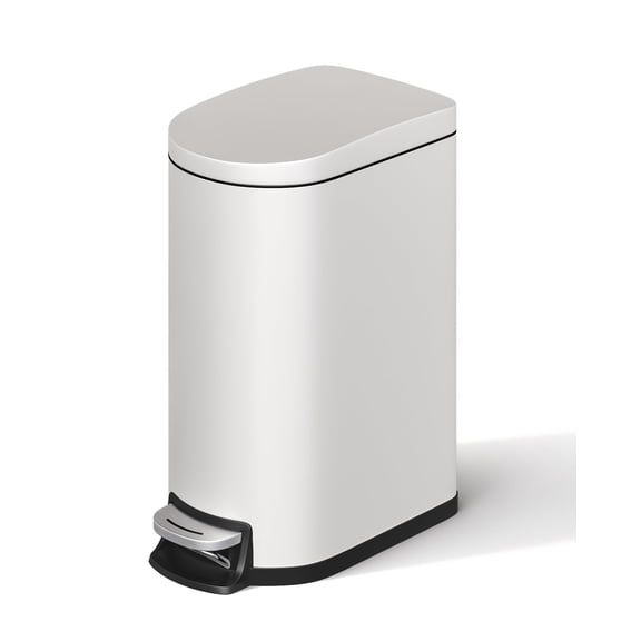 Stainless Steel Step Trash Can 6L Slim Soft Close Lid Removable Inner Bucket for Kitchen Bathroom, Silver