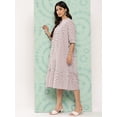 thumbnail image 4 of Janasya Women's White Cotton Floral Printed Gathered Dress, 4 of 7