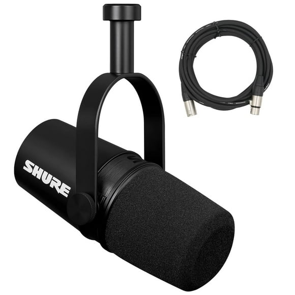 Shure MV7X XLR Podcast Microphone with XLR Cable - Dynamic Mic for Podcasting & Vocal Recording Voice-Isolating Technology All Metal Construction Mic Stand Compatible Optimized Frequency - Black