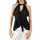 thumbnail image 1 of Camisola con Volantes y Cuello Halter para Mujer Negro S, 1 of 10
