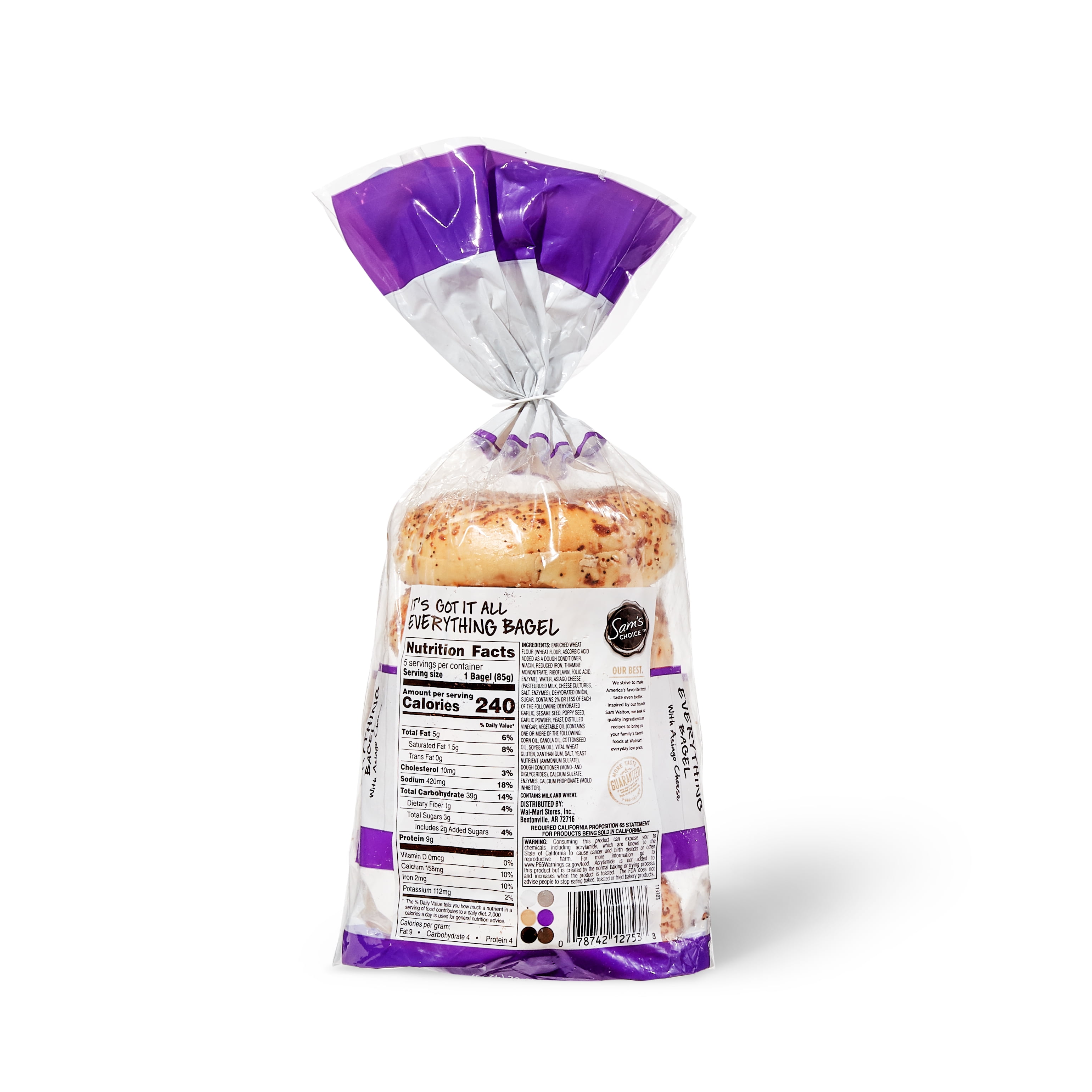 Sam's Choice Pre-Sliced Everything Bagel, 15 oz, 5 Count