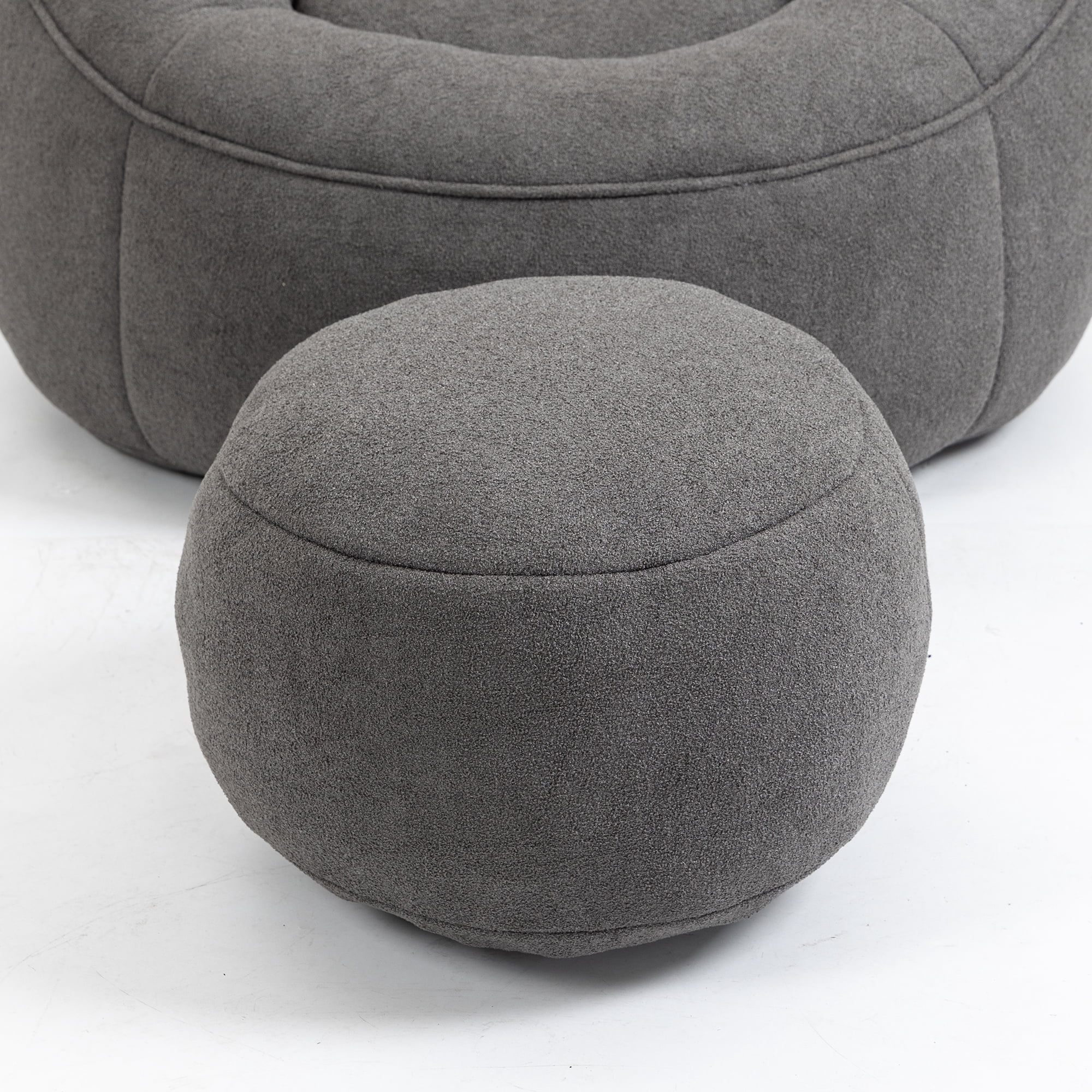 Bean Bag Chair With Footrest,Oversize Lazy Sofa Set with Ottoman,Upholstered Accent Chair Armchair for Adults & Kids,Gray