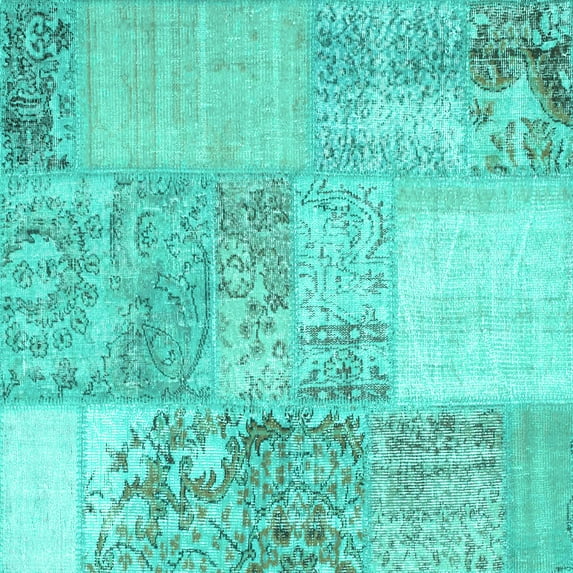 Ahgly Company Indoor Square Patchwork Turquoise Blue Transitional Area Rugs, 8' Square