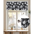 thumbnail image 7 of Vintage Flowers Valances for Windows Black White Flowers Leaf Decoration Valance Rod Pocket Light Filtering Short Window Treatments Curtains for Kitchen Bathroom Living Room Bedroom, 42 x 12 Inch, 7 of 7