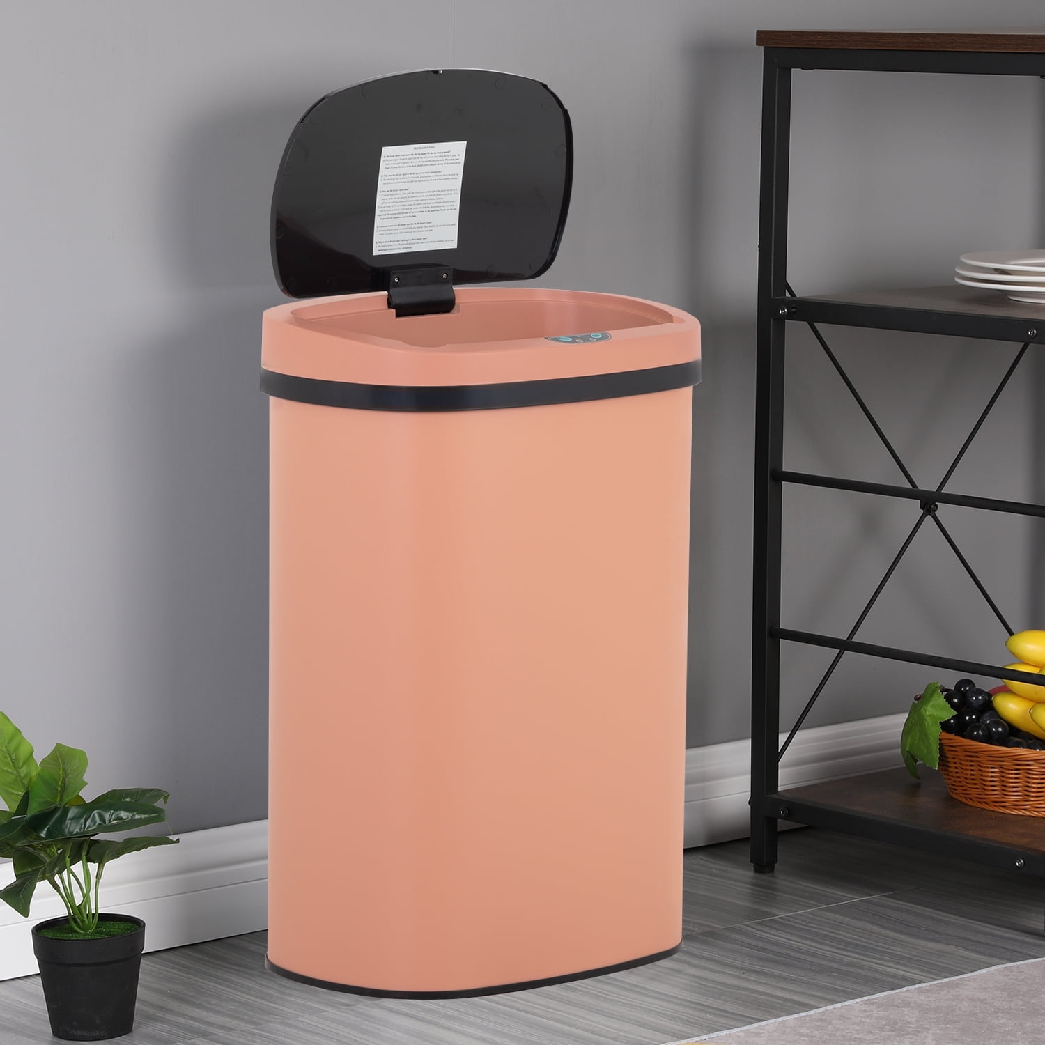 BestOffice 13 Gallon Stainless Steel Touchless Kitchen Trash Can with Motion Sensor for Indoor Use(Pink)