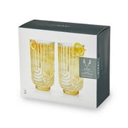 Viski Gatsby Highball Glasses for Cocktails, Lemonade, Tea, 15 oz Set of 2