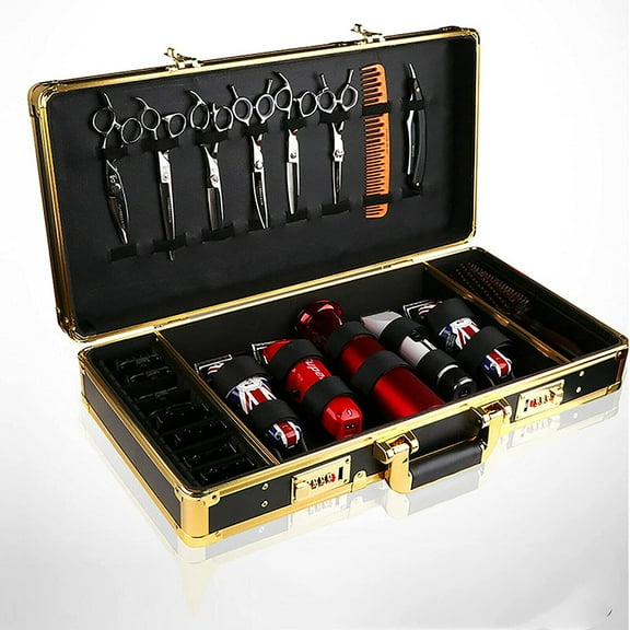 Anqidi Portable Professional Barber Case, Stylist Tool Organizer Box, Hair Cutting Grooming Kit, Aluminum Storage Case