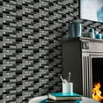 thumbnail image 6 of 6 Pcs Self Adhesive Tiles Stickers Black Gray Marbling Wall Decals 11.8x5.9inch Waterproof Vinyl Peel and Stick Backsplash Mosaic Brick Wallpaper, 6 of 7