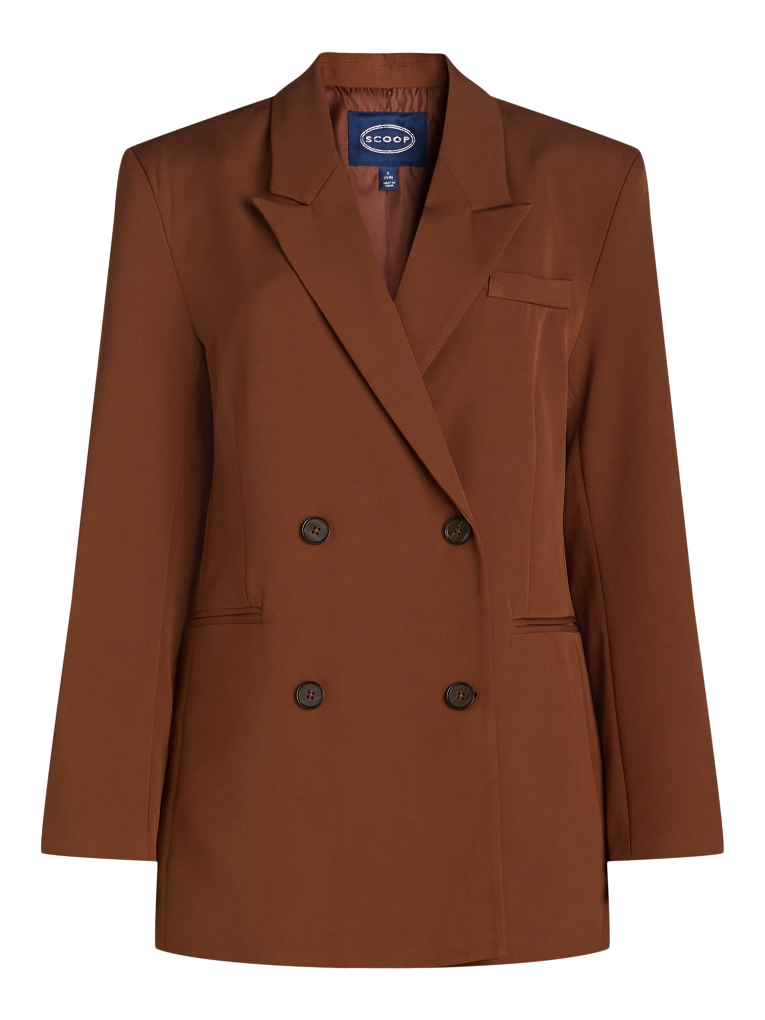 Scoop Women's and Women's Plus Crepe Slouchy Double Breasted Blazer, Sizes XS-4X