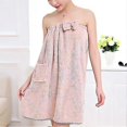 thumbnail image 3 of Bath Robe with Hair Dryer Hat Soft Microfiber Bath Towel Shower Robe Sauna/Pool/Beach Towel--, 3 of 4