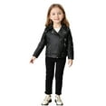 thumbnail image 5 of Boys Girls Jacket PU Leather Zipper Stylish Motorcycle Biker Jackets Cold Weather Long Sleeve Windproof Warm Winter Indoor Outdoor Rain Outside Jacket Black 7-8 Years, 5 of 7