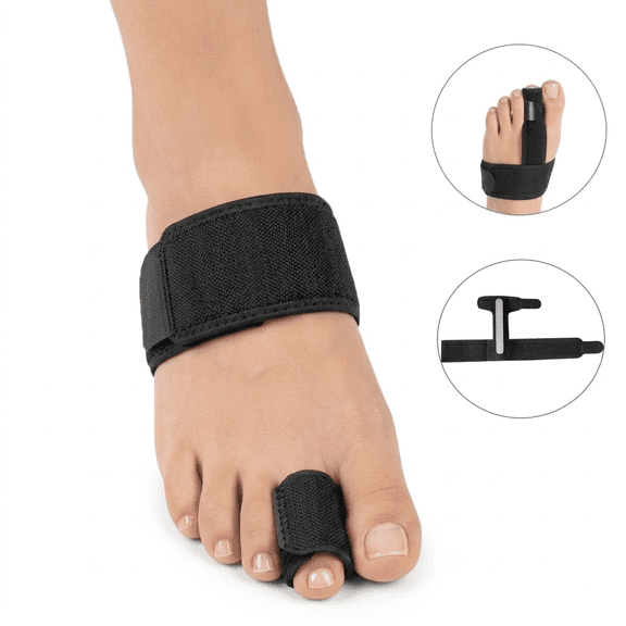 Toe Splint Brace for Hammertoe Overlapping Toe Bunion Alignment - Adjustable Foot Straightener Strap with Built-in Aluminum Splint