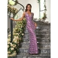 thumbnail image 3 of Angel-fashions Sparkle Sequin Evening Dress Women's Illusion Plunging V Neck Long Mermaid Wedding Party Prom Gown Non-Stretchy, 3 of 6