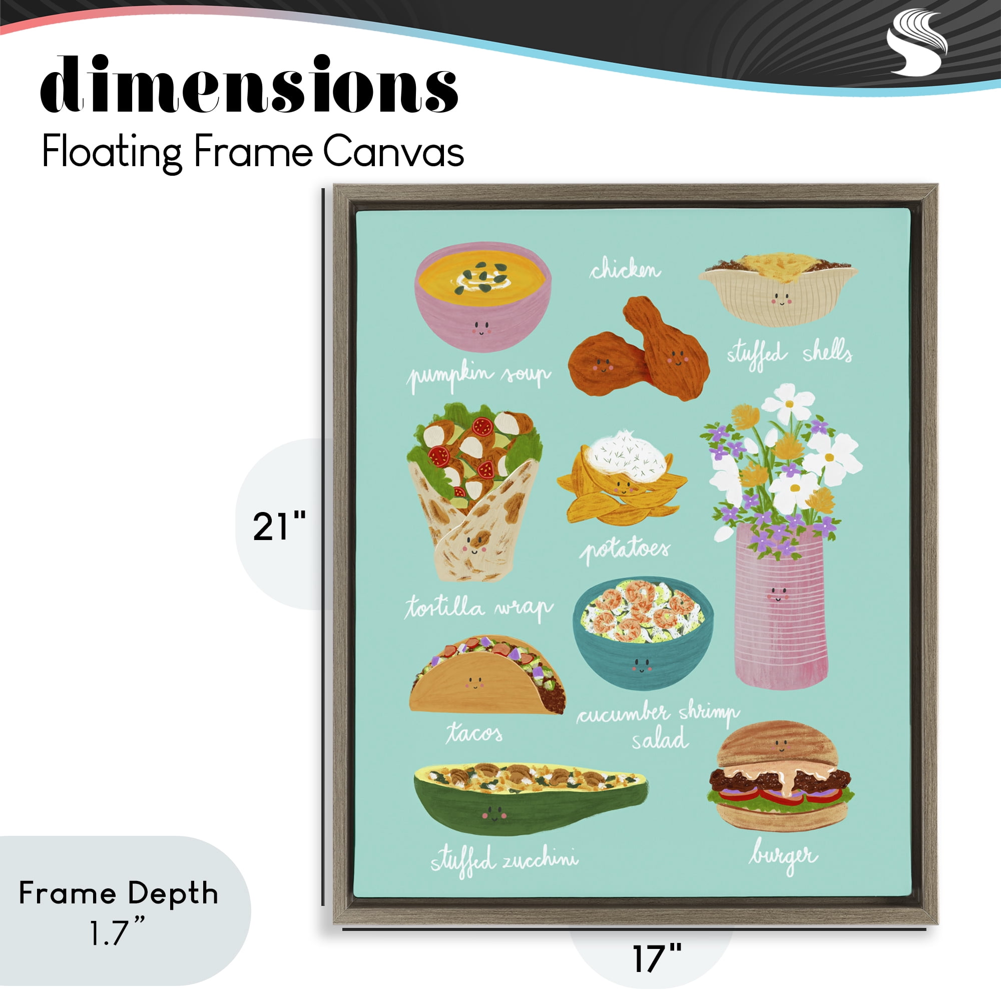 Stupell Industries Gourmet Lunch Food Collection Brown Framed Floater Canvas Wall Art, design by Metka Hiti