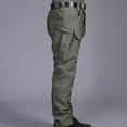 thumbnail image 4 of ZVNAΖH Men's Fleece Lined Tactical Cargo Pants, Elastic Waist Multi-Pocket Combat Pants for Winter Outdoor Activities, XS-3XL, 4 of 5