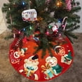 thumbnail image 4 of Falda de árbol de Navidad farfi exquisita estampada a prueba de decoloración, cómoda y suave, gran área de diseño de escena, lazo, fiesta, decoración de alfombras de suelo de árbol de Navidad par, 4 of 5