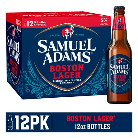 Samuel Adams Boston Lager Craft Beer, 12 pack, 12 fl oz Glass Bottles, 5% ABV