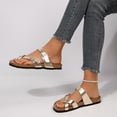 thumbnail image 4 of Bocca Women Adjustable Slide Sandals Gold Summer Flip-Flops Ring Open Toe 6M, 4 of 6