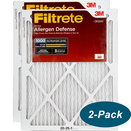 3M Filtrete 1-Inch Micro Allergen Defense MPR 1000 Air Filters 16x25x1 2-PACK