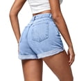 thumbnail image 4 of UDAUDU Jeans Shorts Womens High Waisted Stretchy 2026 Summer Comfy Stretchy Workout Hot Denim Shorts Light Blue L, 4 of 6