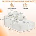 thumbnail image 2 of Aukfa 68" Oversized Chaise Lounge Boneless Couch with 2 Cup Holder&Side Pocket, 3Pillows, Corduroy, White, 2 of 9