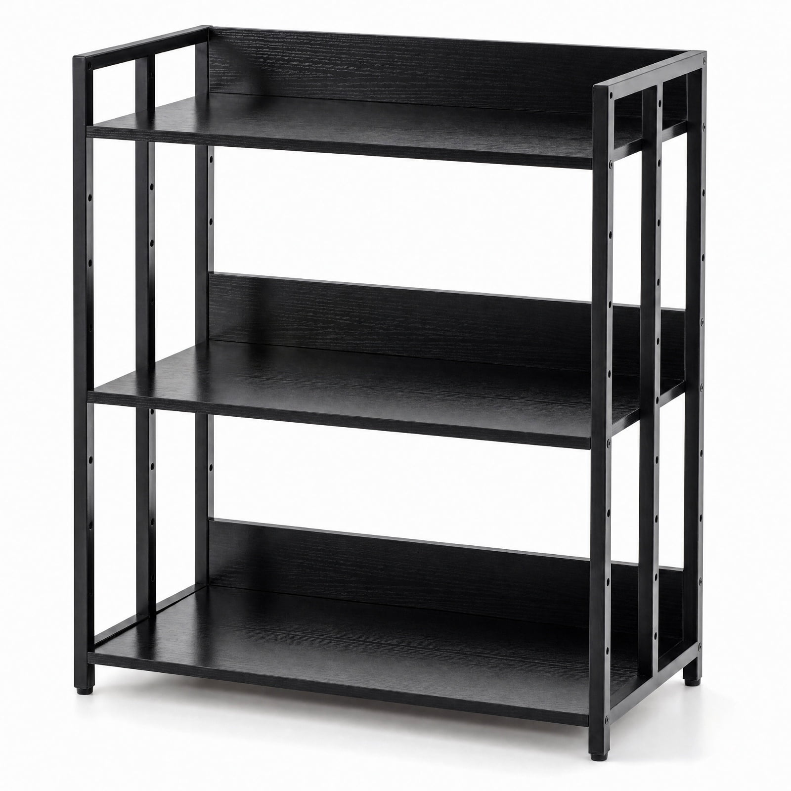 Furnibear 3-Tier Corner Bookshelf with Adjustable Shelves and Anti-Toppling Device for Study for Living Room Home Office Bedroom Display, Black