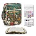 thumbnail image 2 of Pzuqiu Cross Colorful Flower Bible Cover for Women Bible Cover Case with Tags&Bookmark Scripture Book Covers Organizer Bibles Study Supplies Accessories for Church Study Travel, 2 of 7