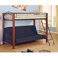 Coaster Multi Functional Twin Over Futon Metal & Wood Bunk Bed, Cinnamon and Black
