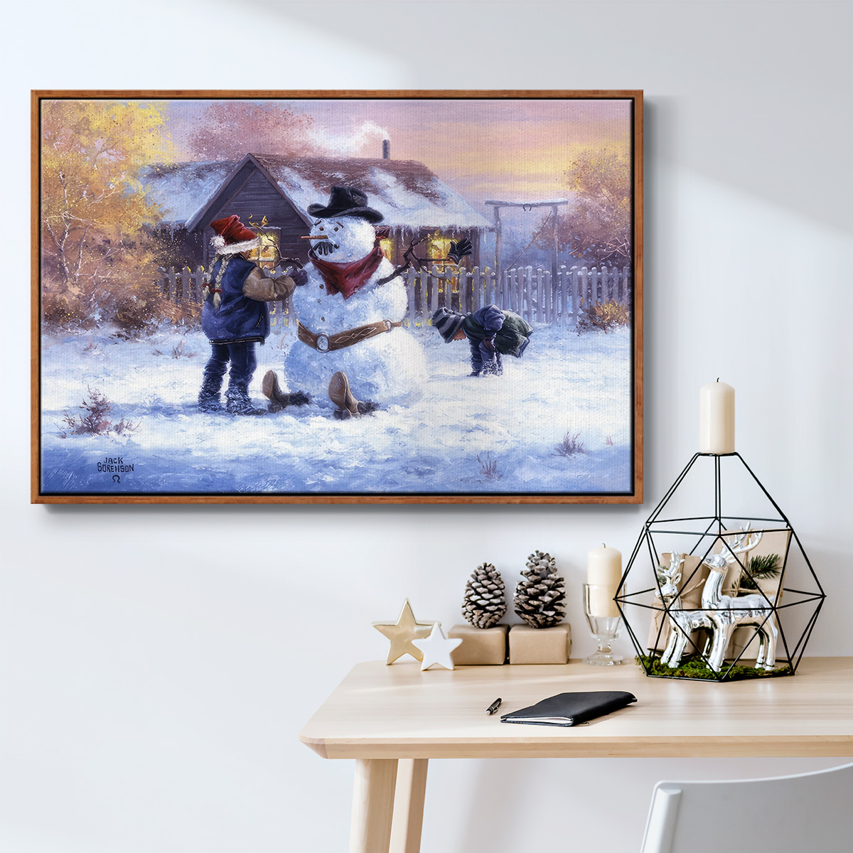 Gonna Be in Trouble - Framed Gallery Wrapped Holiday Canvas - 17 x 25 - Rosewood Frame