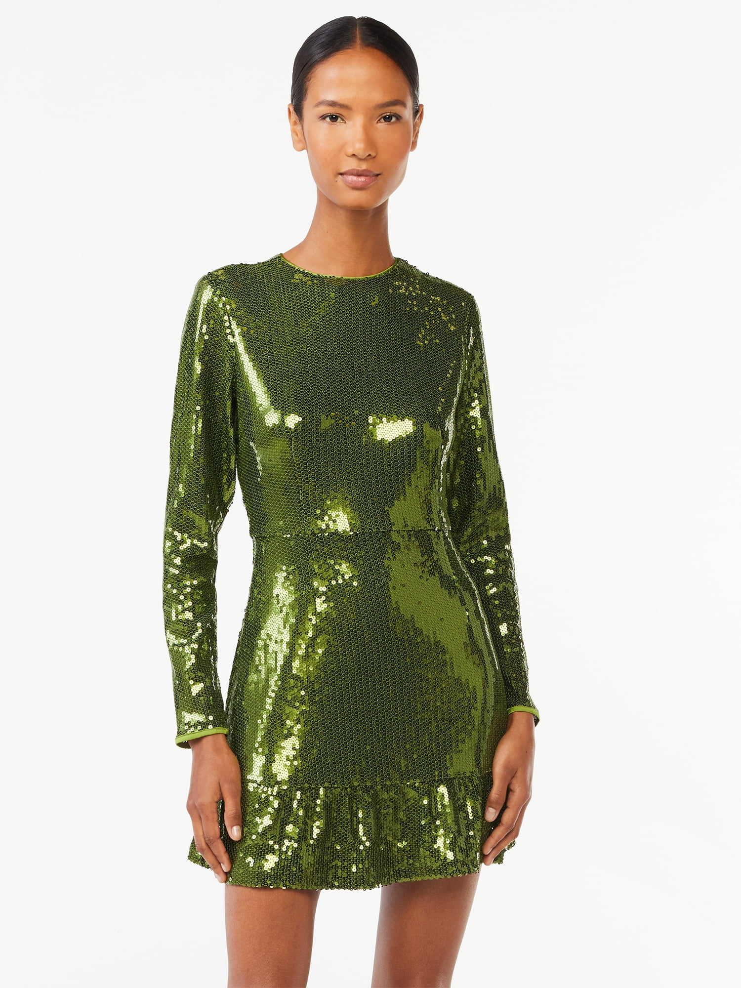 Scoop Women's Sequin Mini Dress with Ruffled Hem - Walmart.com