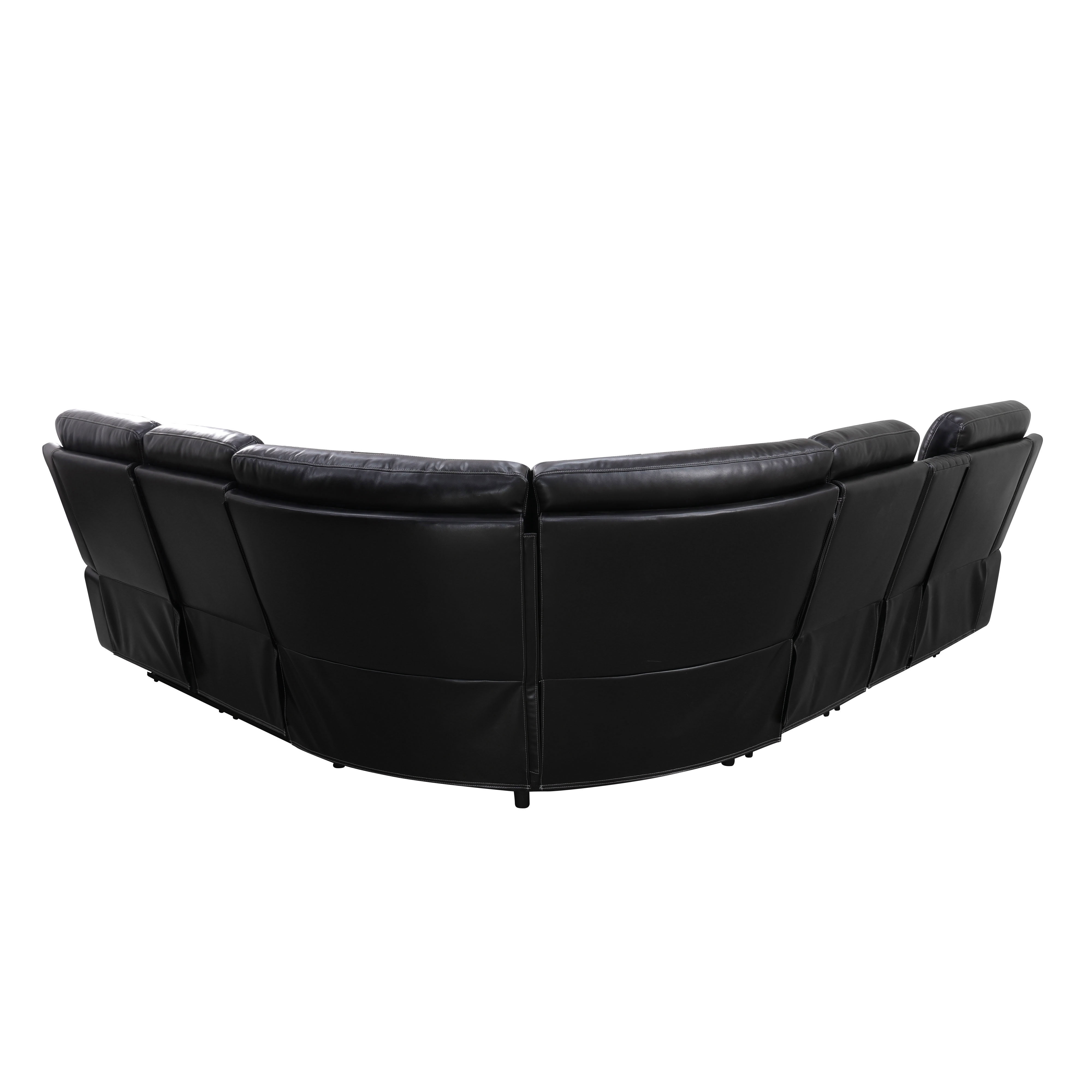 MAYEERTY 5-Seater Recliner Sectional Sofa Set, Semi PU Leather Reclining Couch with LED Lights, USB Charging, Cup Holders & Storage for Living Room, Home Theater