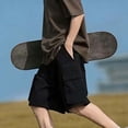 thumbnail image 5 of cllios Men's Big and Tall Cargo Shorts with Pockets Loose Fit Drawstring Waist Outdoor Short Summer Casual Shorts Black L, 5 of 7