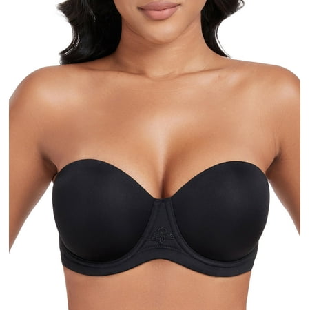 Exerin Women s Strapless Bras Full Coverage Underwire Multiway Convertible Plus Size Bra(38H Black)