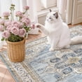 thumbnail image 6 of Toyoso 8x10 Large Area Rug, Machine Washable Soft Polyester Vintage Medallion Rug, Non-Slip Distressed Oriental Carpet for Living Room Bedroom, Light Blue, 6 of 8